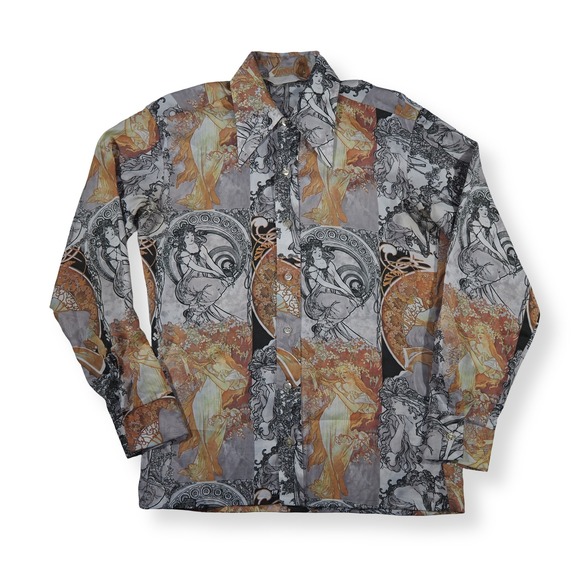 Anghurst Other - Anghurst Alphonse Mucha Vintage All Over Print Button Up Shirt Mens M Multicolor